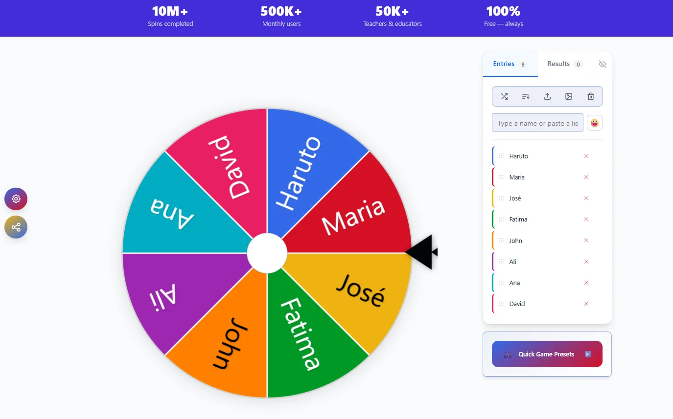 WheelieNames — screenshot