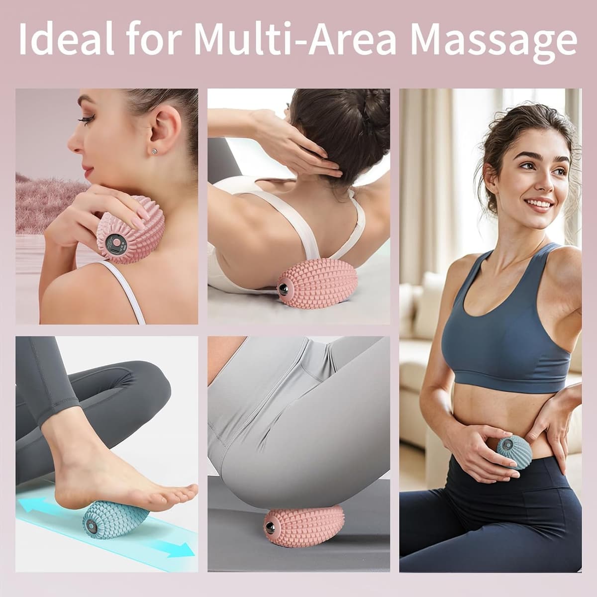 Vibrating Massage Ball for Plantar Fasciitis & Myofascial Release, Silicone Muscle Roller for Back, Neck, Foot, and Leg, Portable Trigger Point Massage Tool, 3 Vibration Modes (Pink)