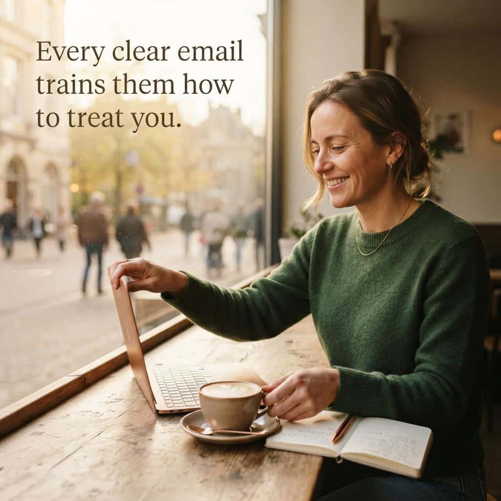 Freelance email scripts guide pages on a desk