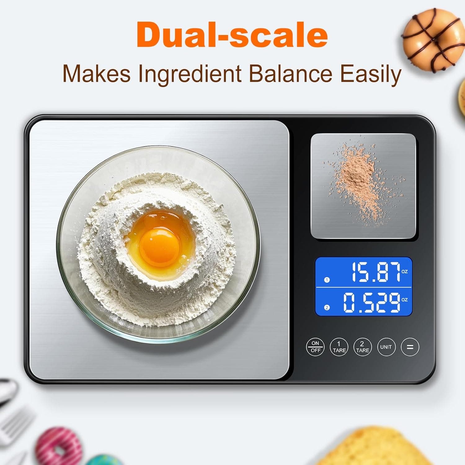 KUAIVO Dual Platform 0.001oz / 33lb Food Scale - precision kitchen scale