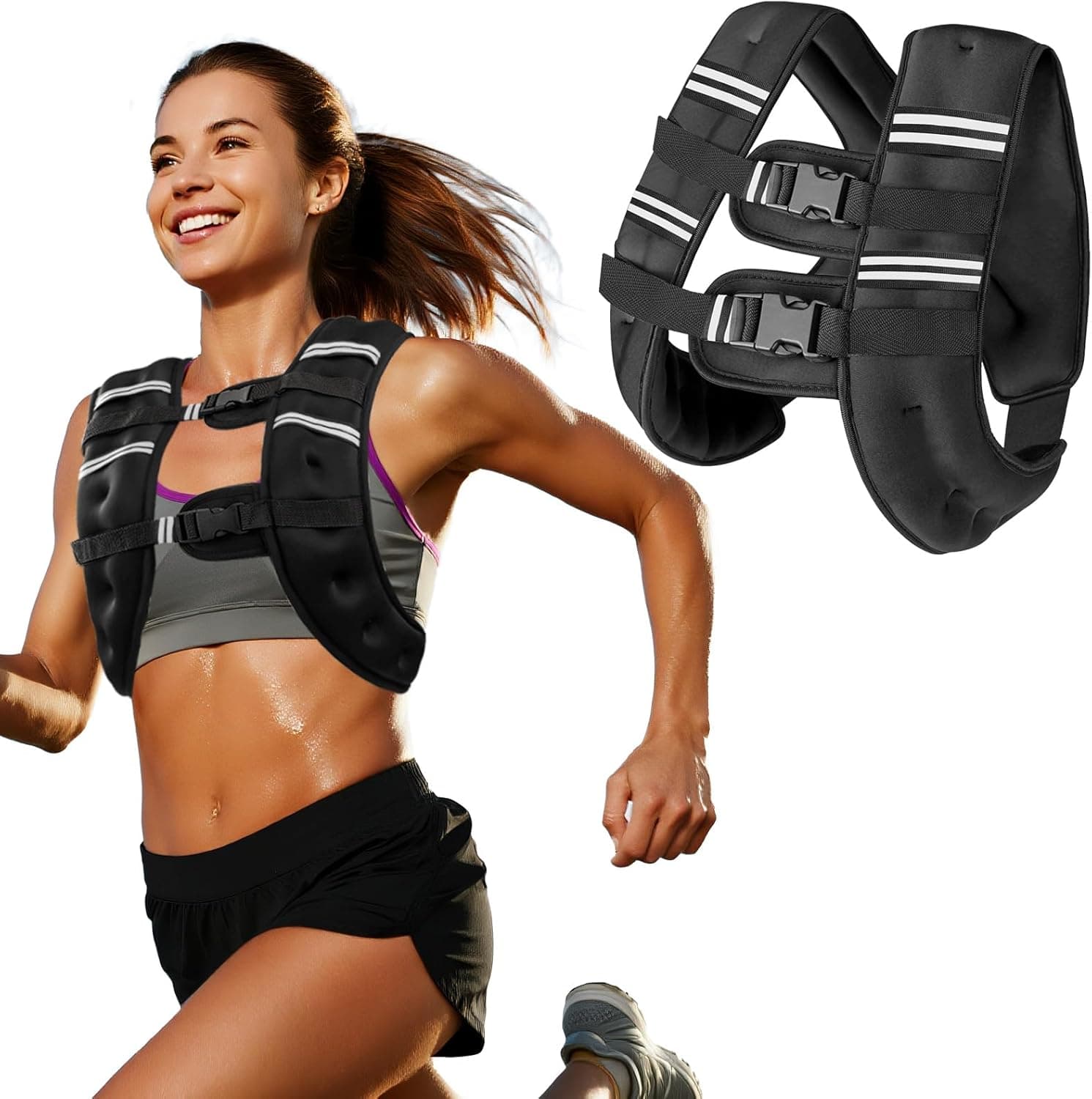 Zikopomi Weighted Vest with Reflective Stripes - adjustable weighted vest