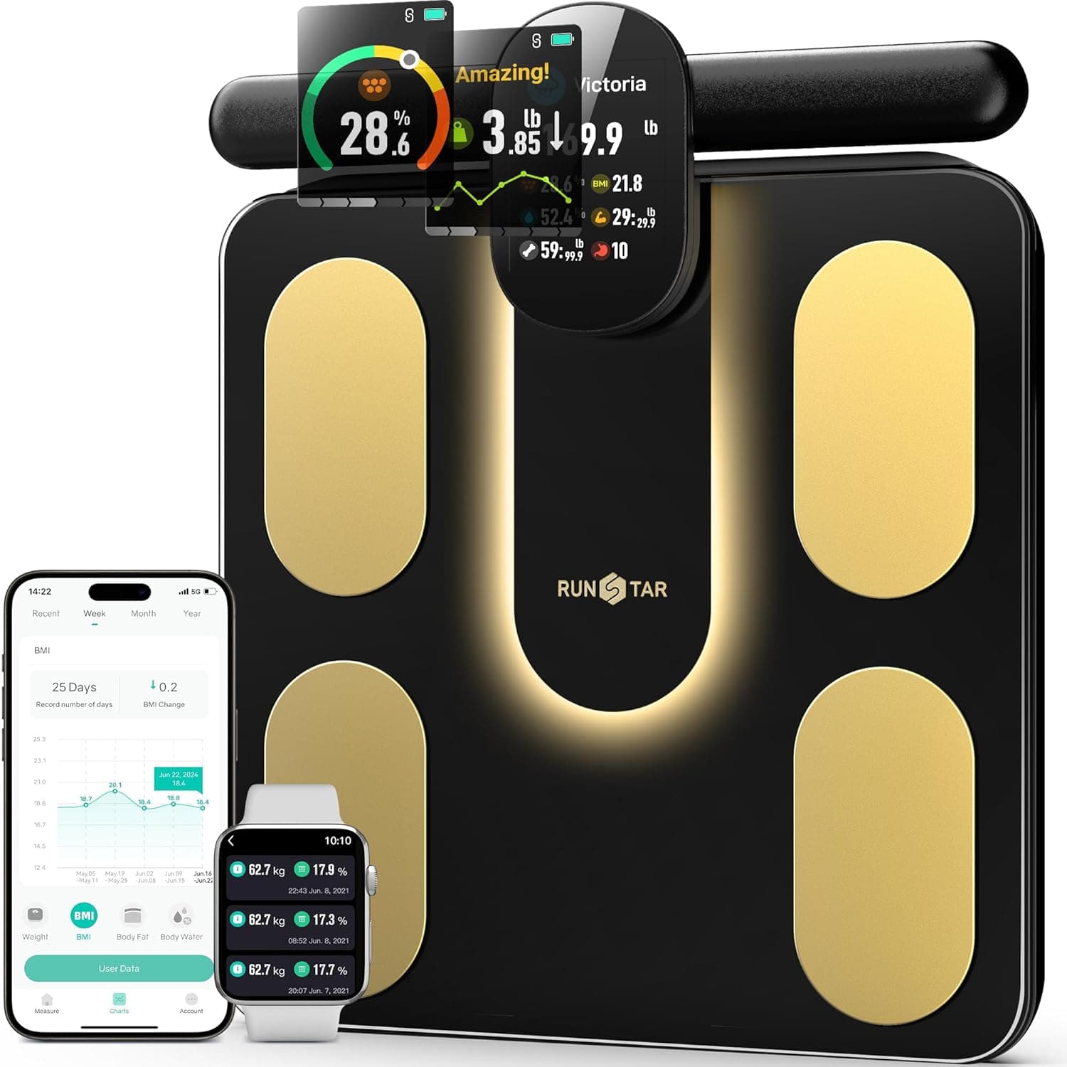 Runstar 8-Electrode with Retractable Handle - 8 electrode smart scale