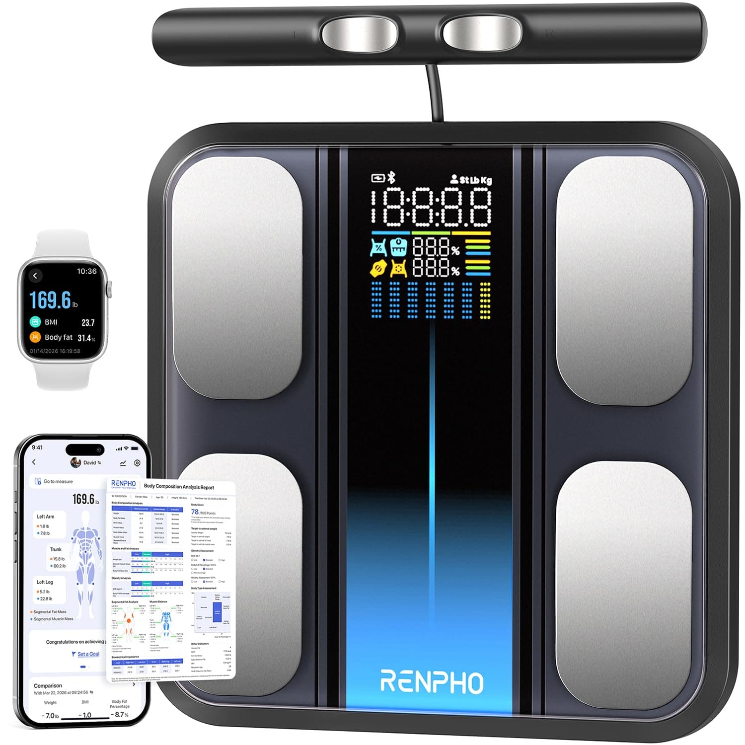 RENPHO 8-Electrode MorphoScan - 8 electrode smart scale